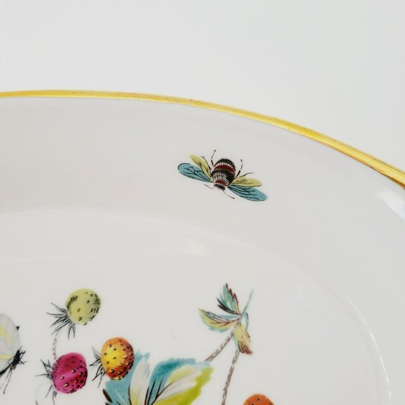 Royal Worcester Strawberry Fair Gold Trim Oval Baking Dish Size 10 Butterflies - Picture 10 of 13